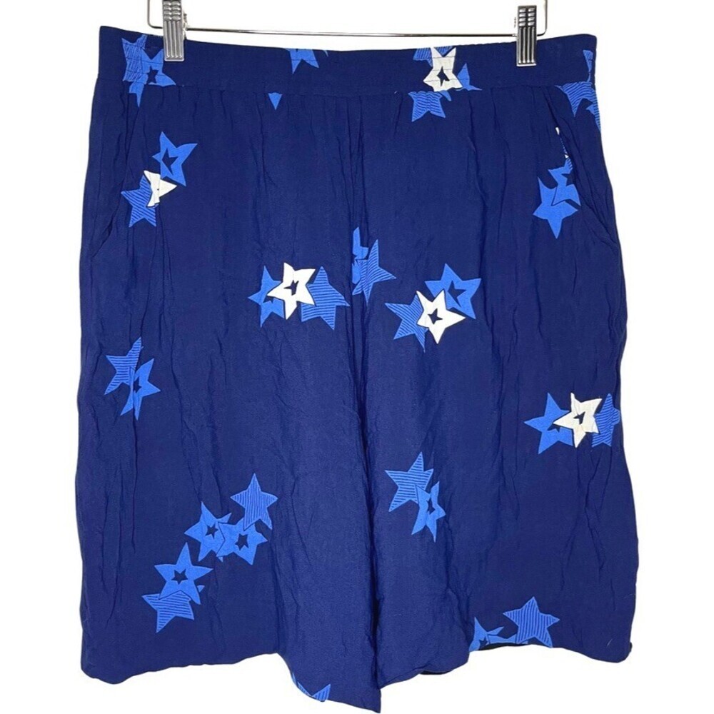 See By Chloe Womens Short Tank Set 10 Blue Viscose Bermuda Lined Stars Relaxed - Picture 5 of 16